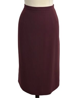 Versatile Midi-Length Pencil or Straight-Cut Style or Column‎ Skirt, Burgundy